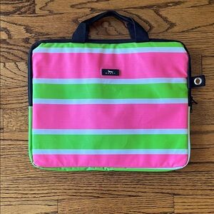 Scout Pink and Green Striped Laptop Sleeve